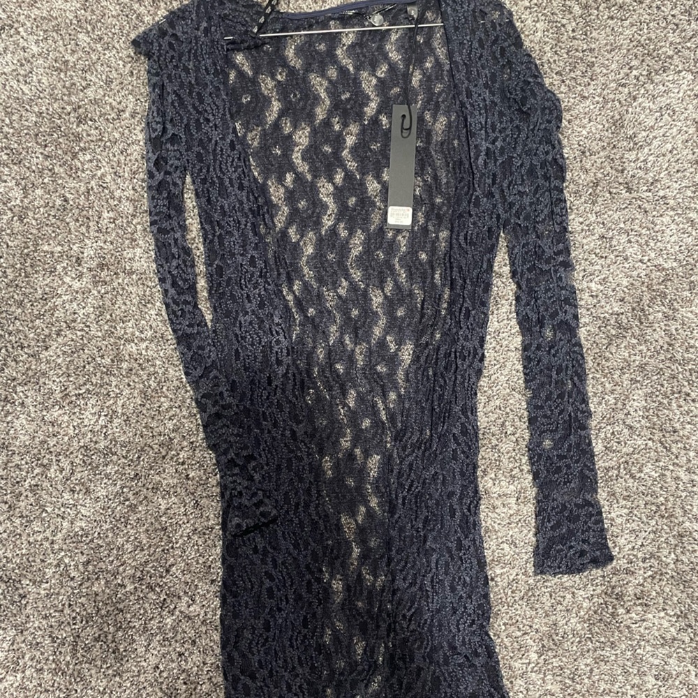 Buckle Navy Lace Sweater